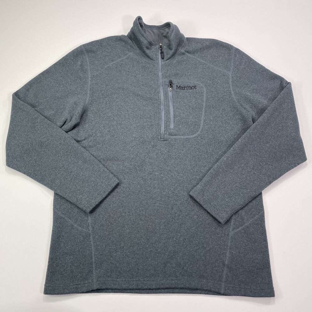 Marmot Jacket Mens XL Gray Mountain Works Dropline 1/4 Zip Fleece Outdoor EUC